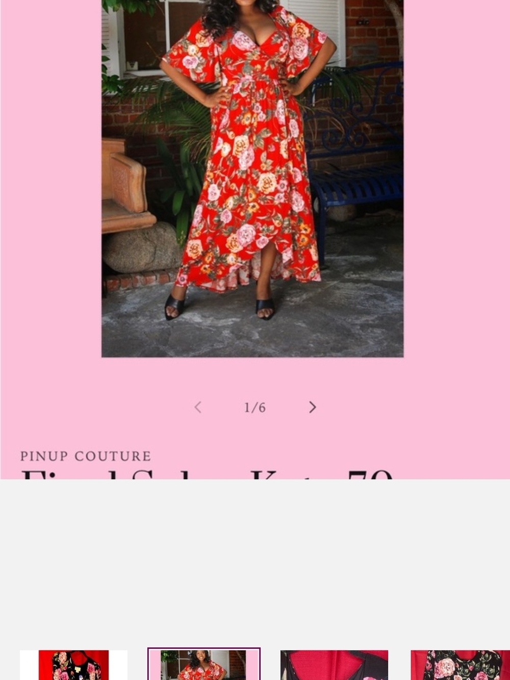Pinup Couture Red Rose Print V-Neck Maxi Dress